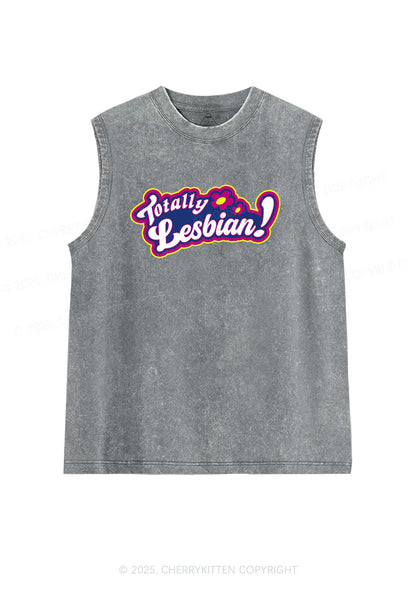 Totally Lesbian Pride Y2K Washed Muscle Tank Cherrykitten