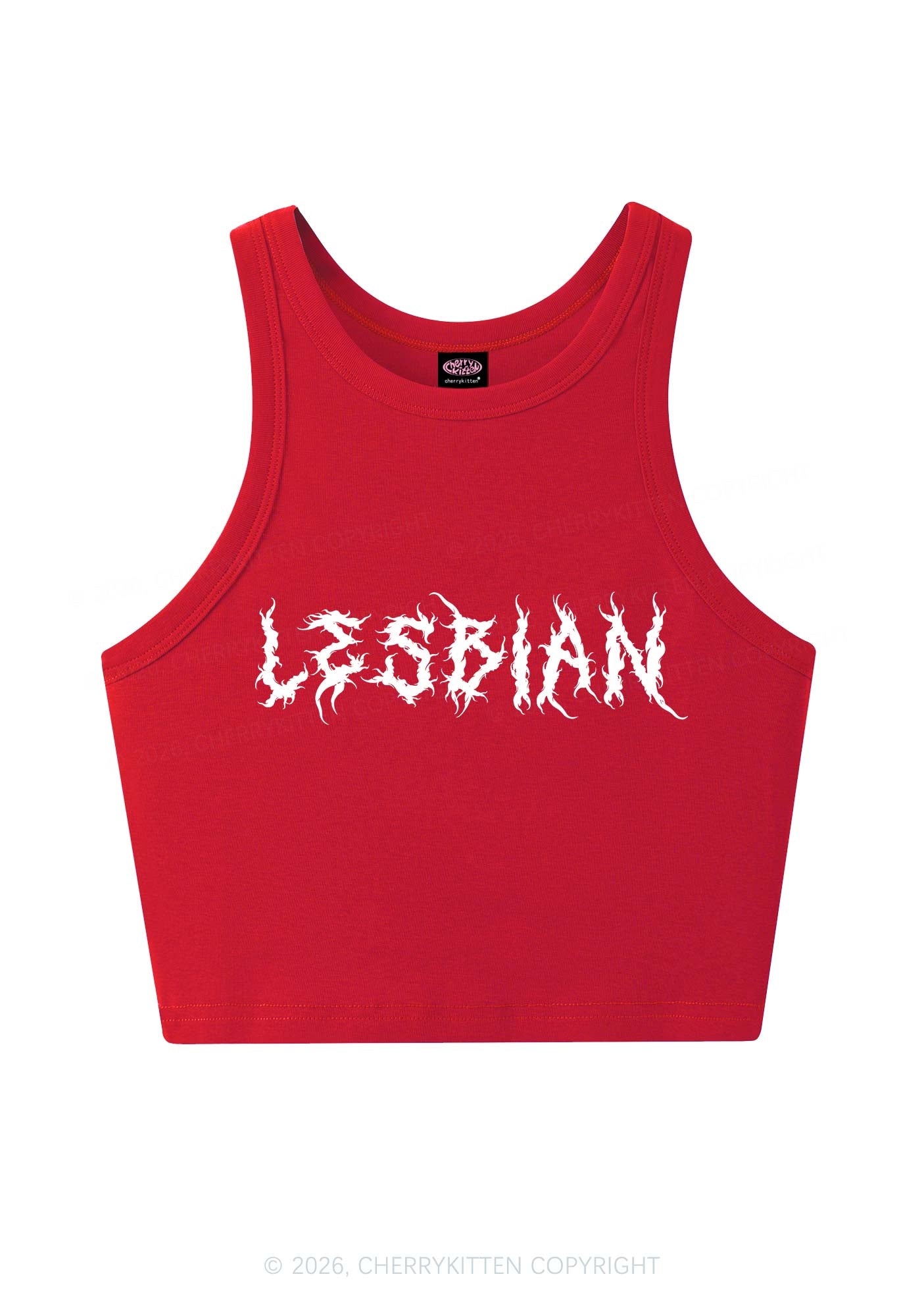 Punk Lesbian Pride Y2K Crop Tank Top Cherrykitten