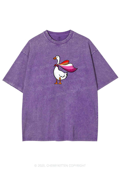 Lesbian Goose Pride Y2K Shirts Washed Tee Cherrykitten