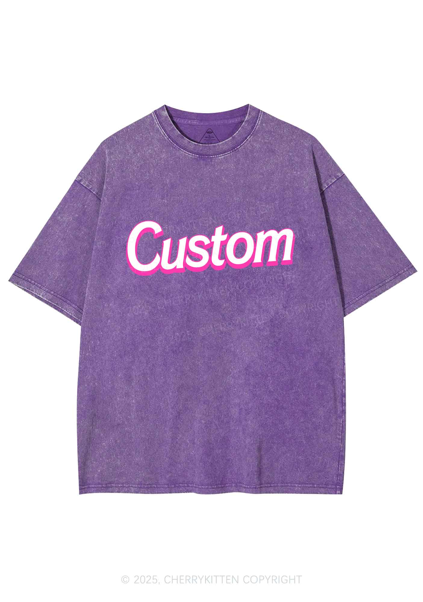 Custom Font Y2K Shirts Washed Tee Cherrykitten