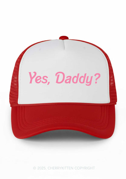 Yes Daddy Valentine's Day Y2K Colorblock Trucker Hat Cherrykitten