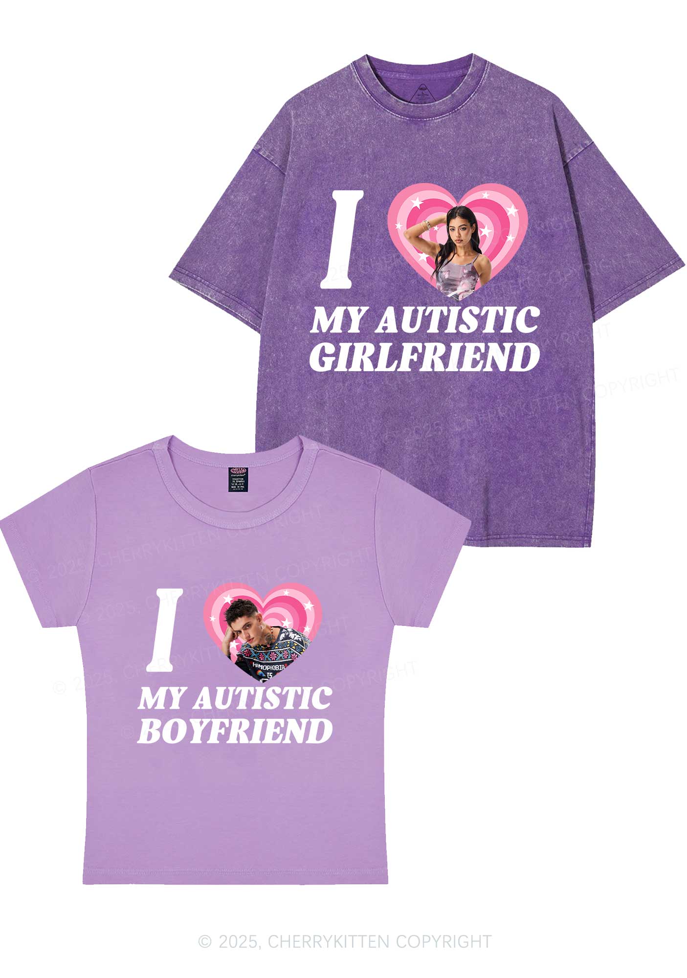 Custom My Autistic BF GF Y2K Valentine's Day Couple Shirt Cherrykitten