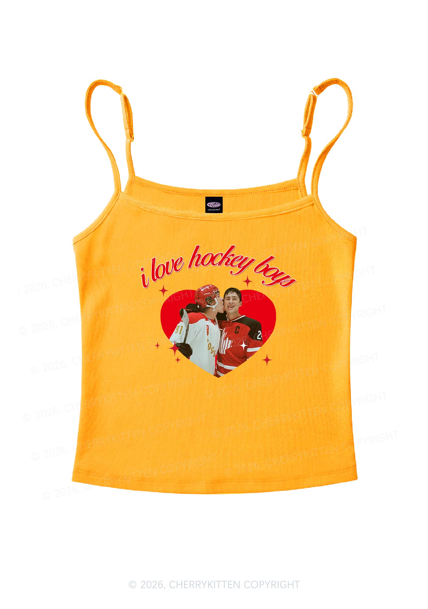I Love Hockey Boys HR Y2K Spaghetti Strap Cami Cherrykitten