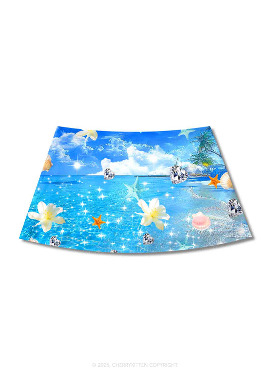 Sea Treasures Y2K Print Mini Skirt Cherrykitten