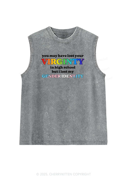 I Lost My Gender Identity Pride Y2K Washed Muscle Tank Cherrykitten