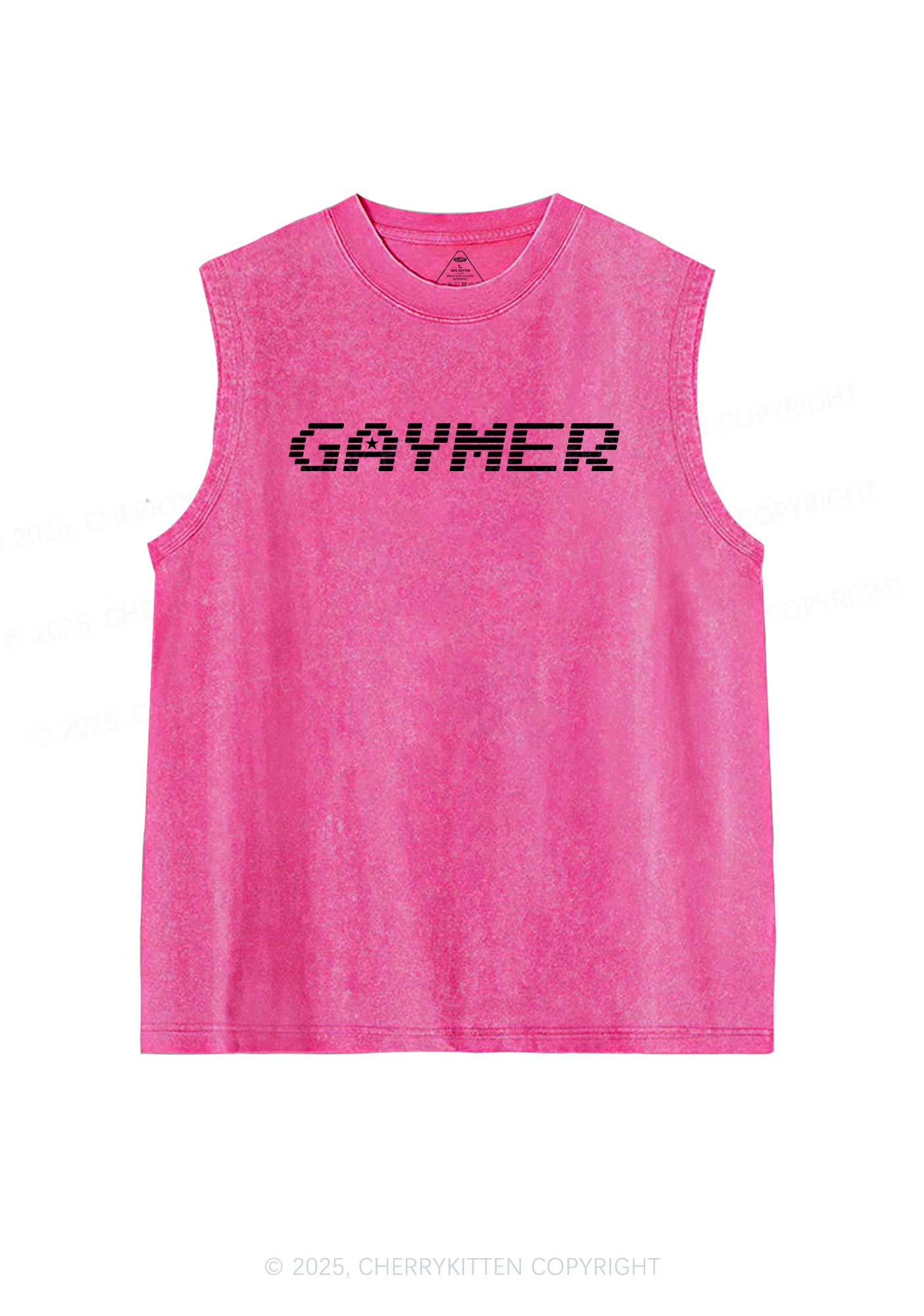 Gaymer Pride Y2K Washed Muscle Tank Cherrykitten
