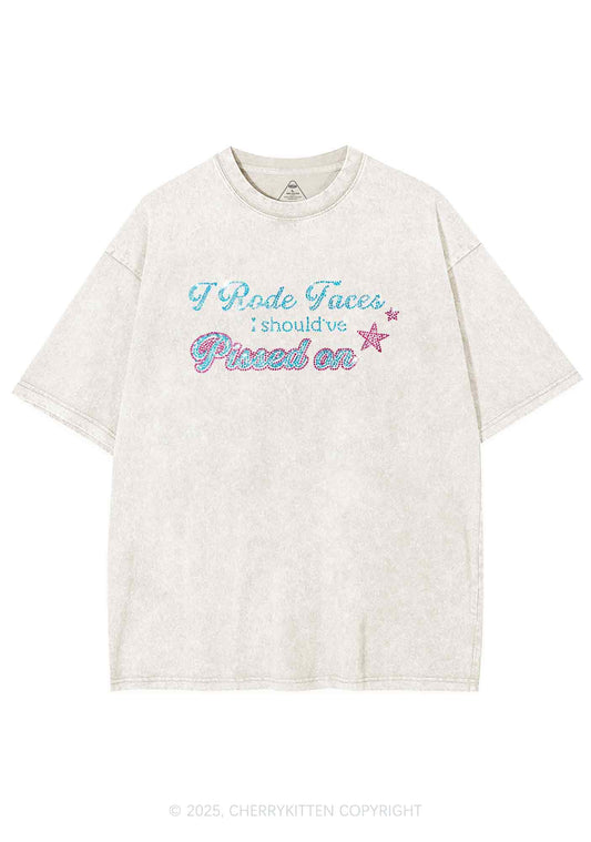 Rhinestone I Rode Faces Y2K Shirts Washed Tee Cherrykitten