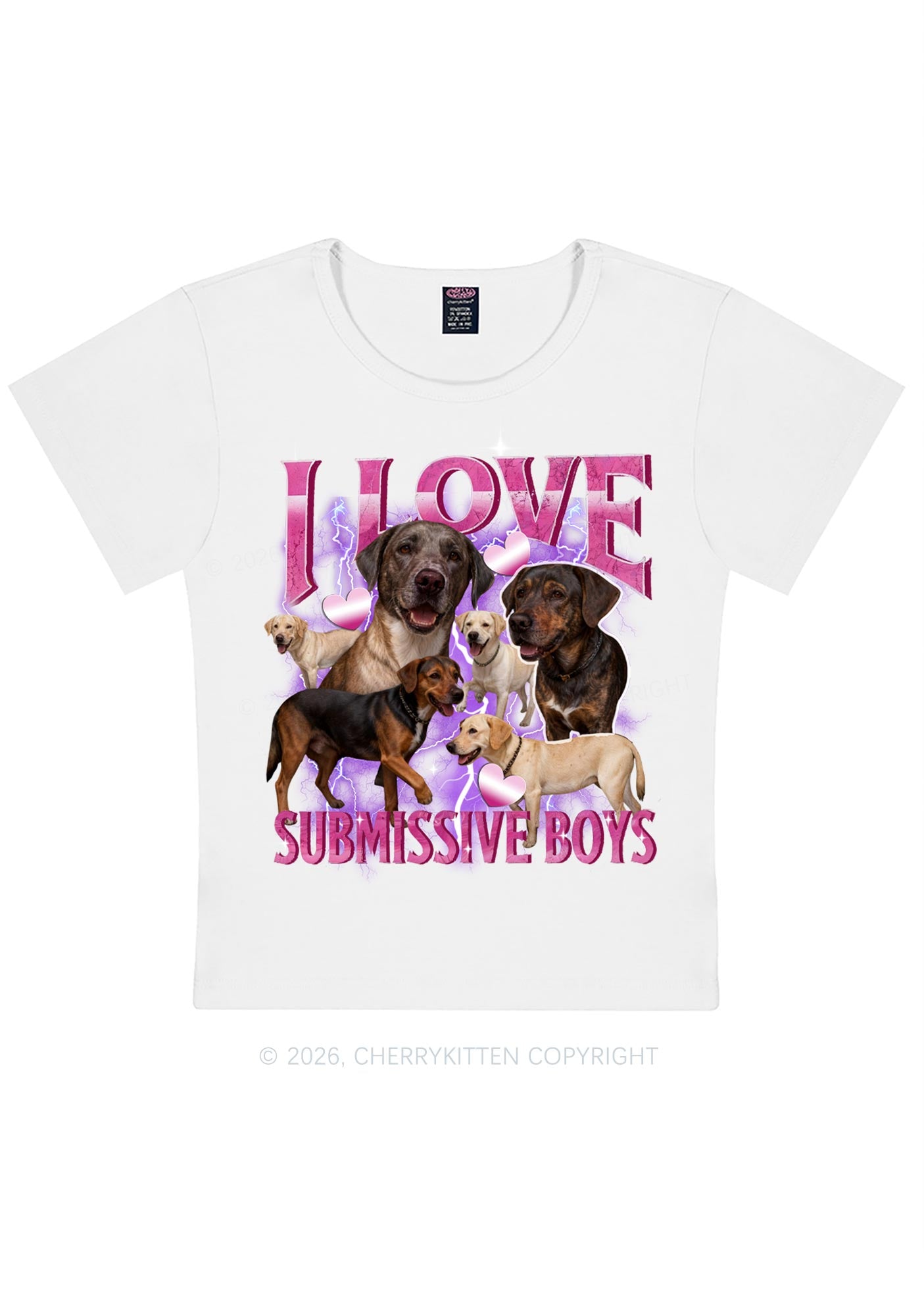 I Love S Dogs Y2K Baby Tee Cherrykitten