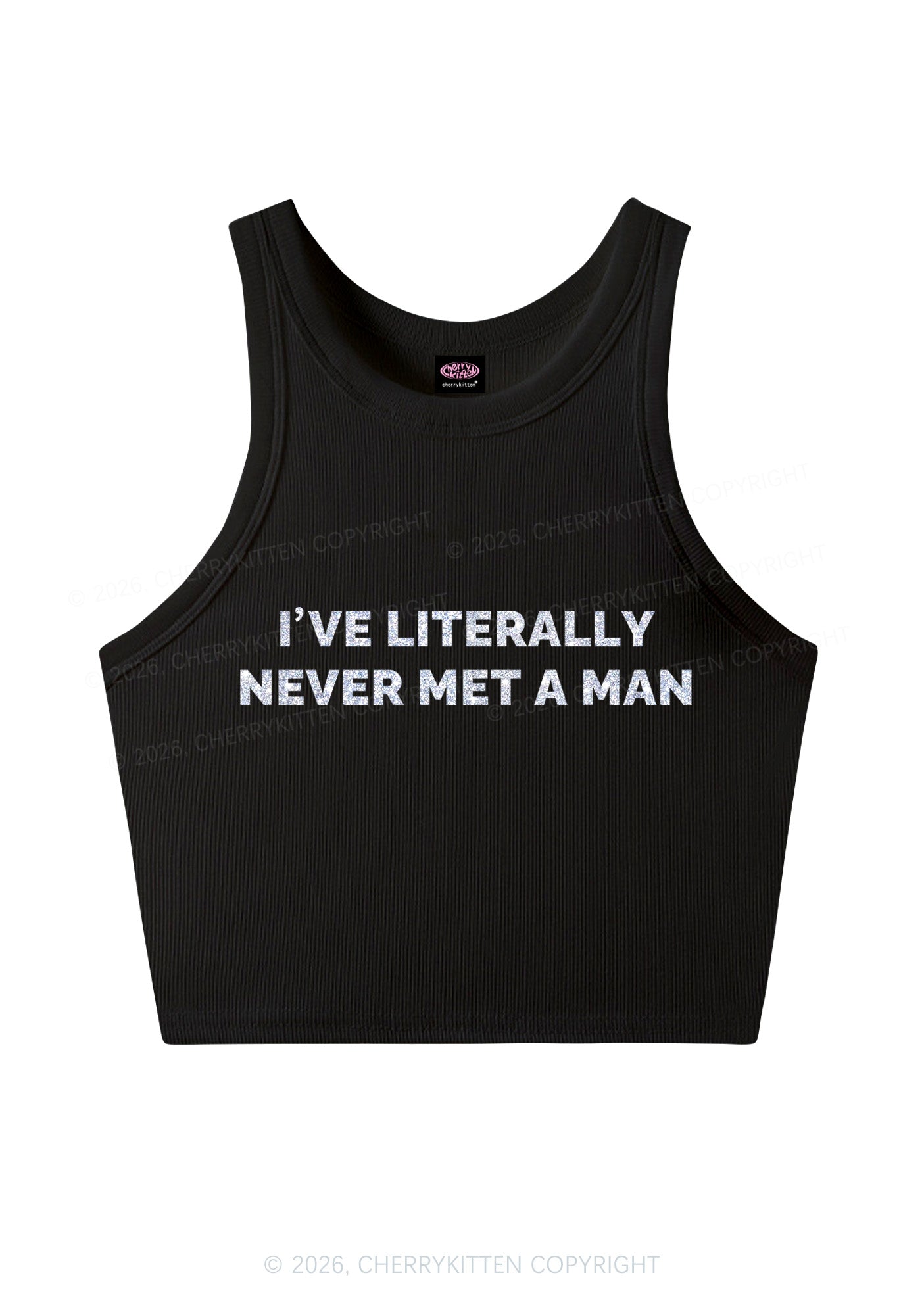 Glitter Never Met A Man Pride Y2K Crop Tank Top Cherrykitten