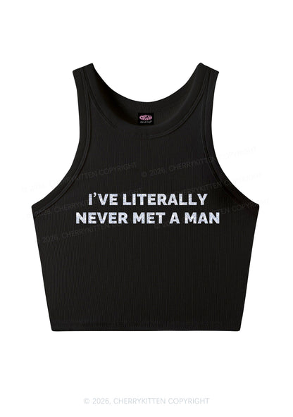 Glitter Never Met A Man Pride Y2K Crop Tank Top Cherrykitten
