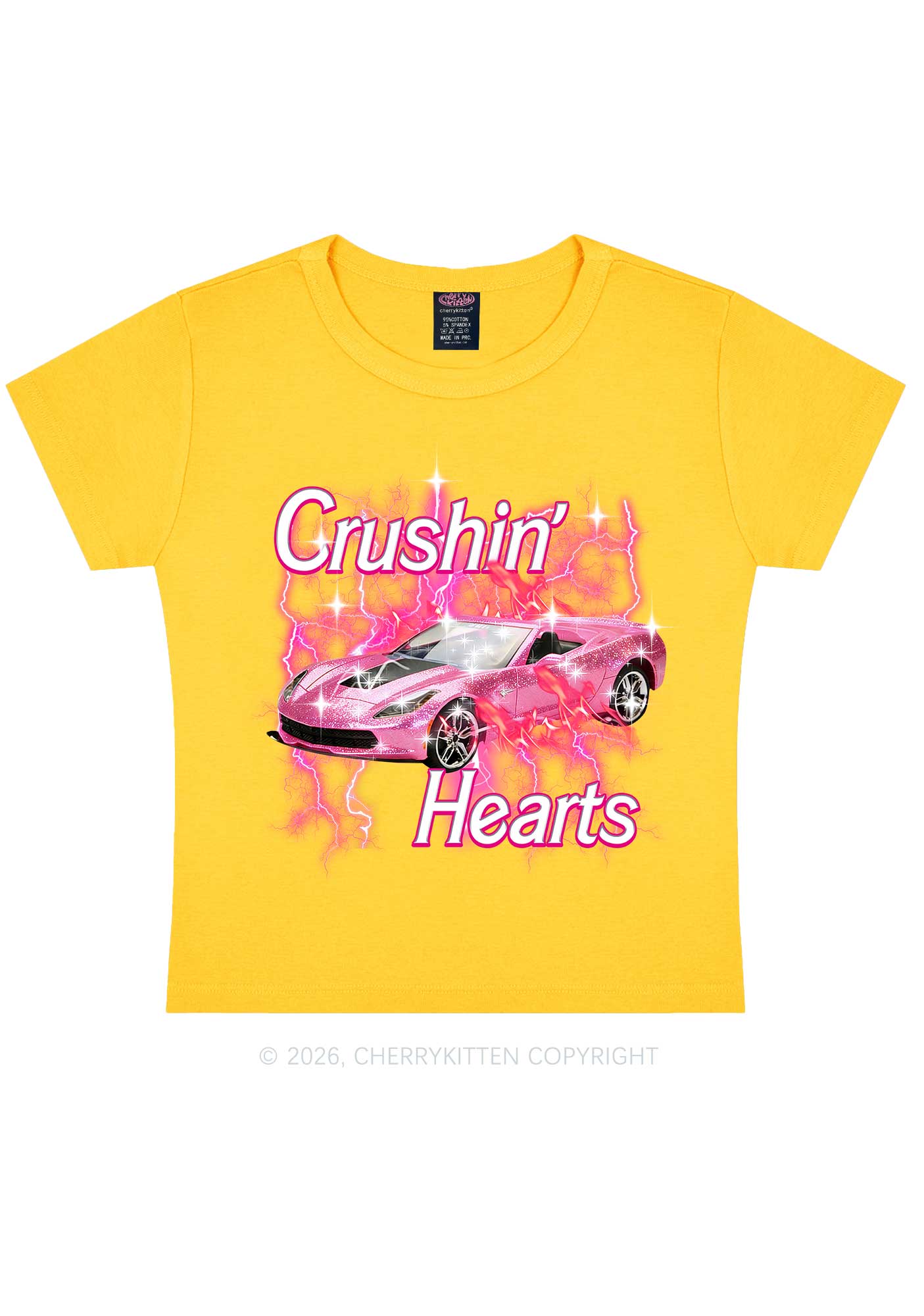 Crushin Hearts Valentine's Day Y2K Baby Tee Cherrykitten