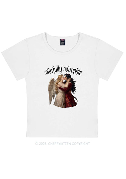 Sinfully Sapphic Pride Y2K Baby Tee Cherrykitten