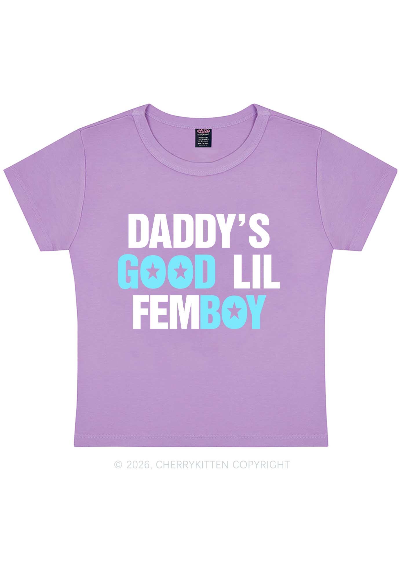 Daddys Good Lil Femboy Pride Y2K Baby Tee Cherrykitten