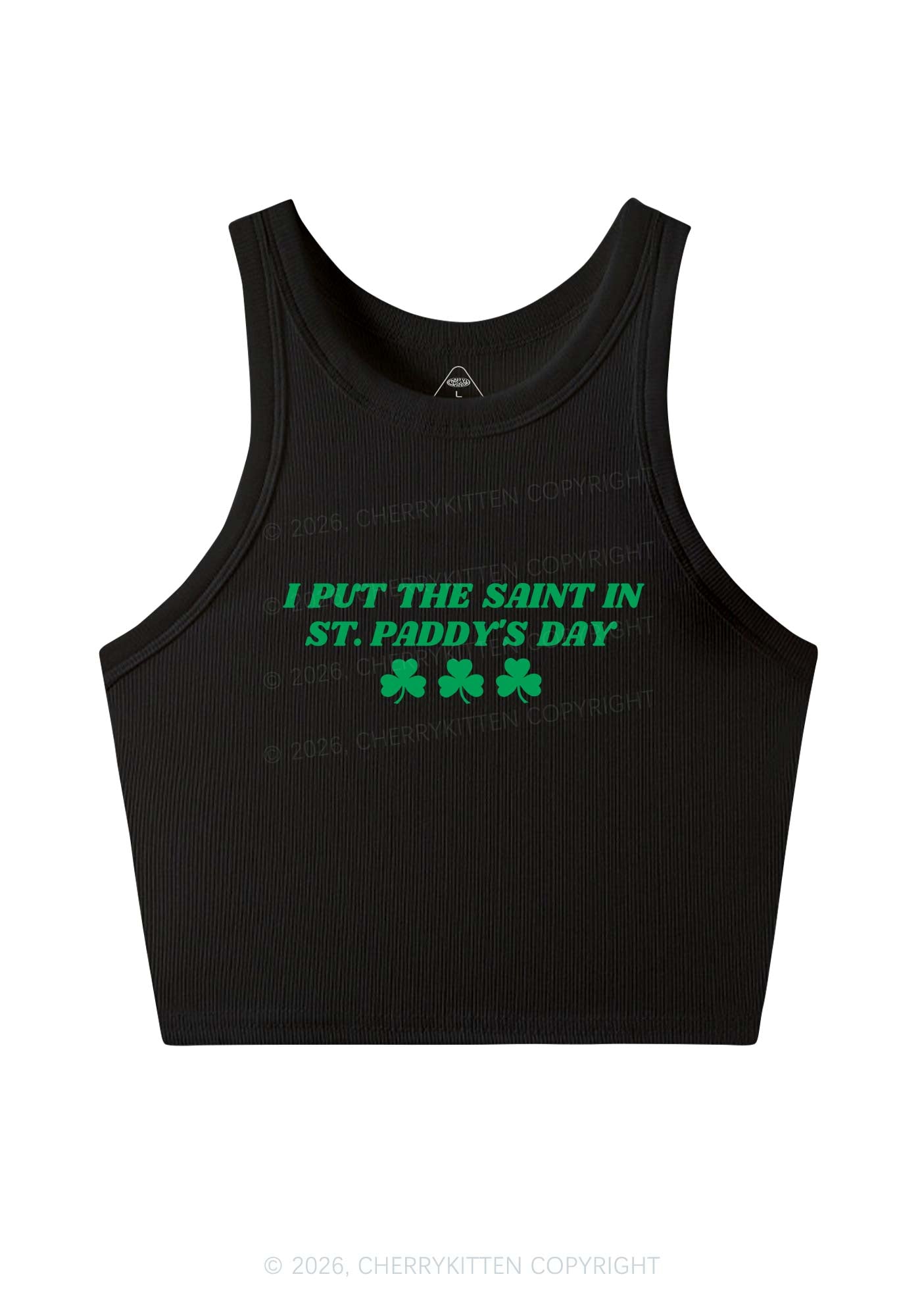 I Put The Saint In St Patricks Y2K Crop Tank Top Cherrykitten