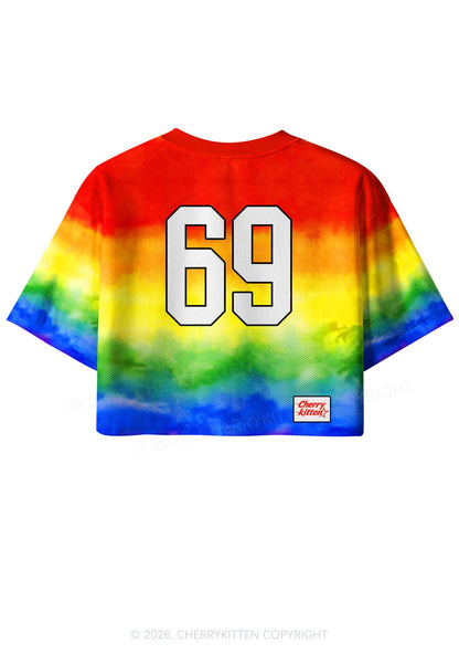 Rainbow Tie Dye Faggot Pride Y2K Crop Sport Jersey Shirts Cherrykitten
