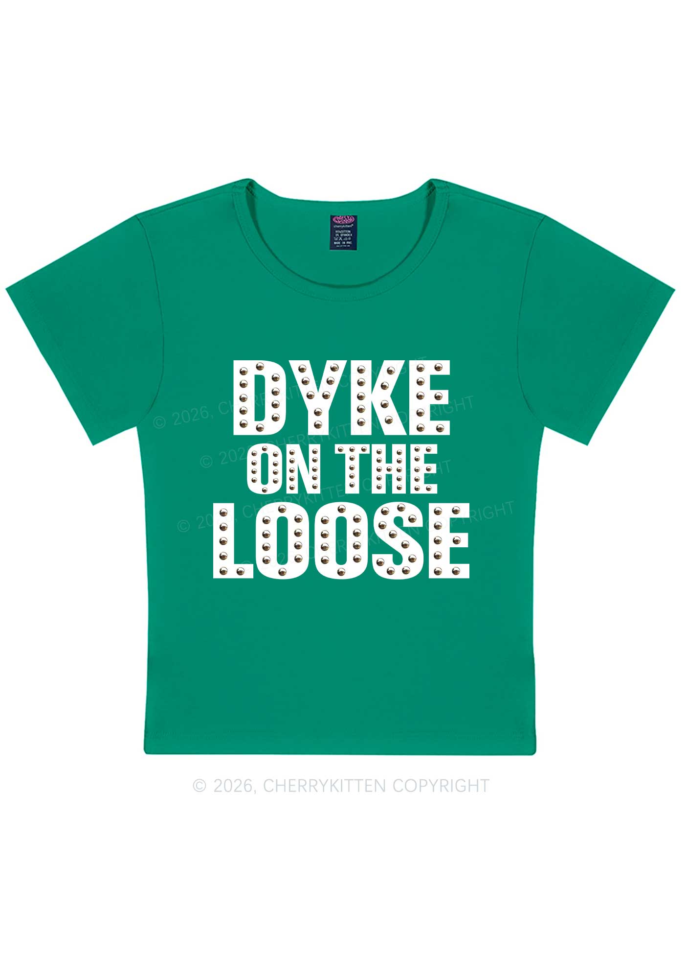 Dyke On The Loose Pride Y2K Baby Tee Cherrykitten