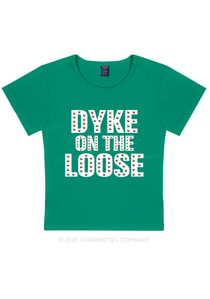 Dyke On The Loose Pride Y2K Baby Tee Cherrykitten