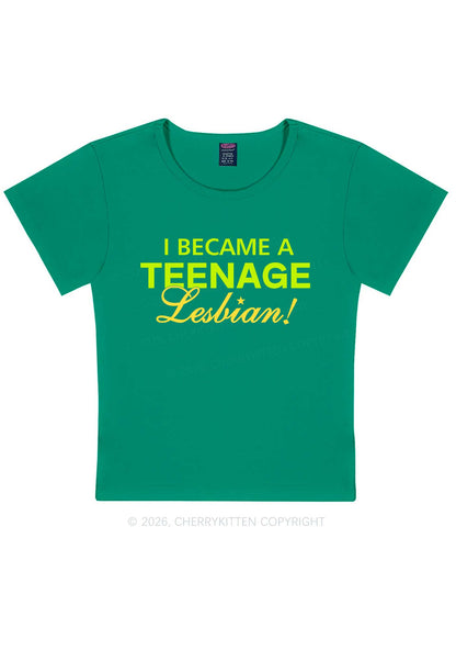 I Became A Teenage Lesbian Pride Y2K Baby Tee Cherrykitten