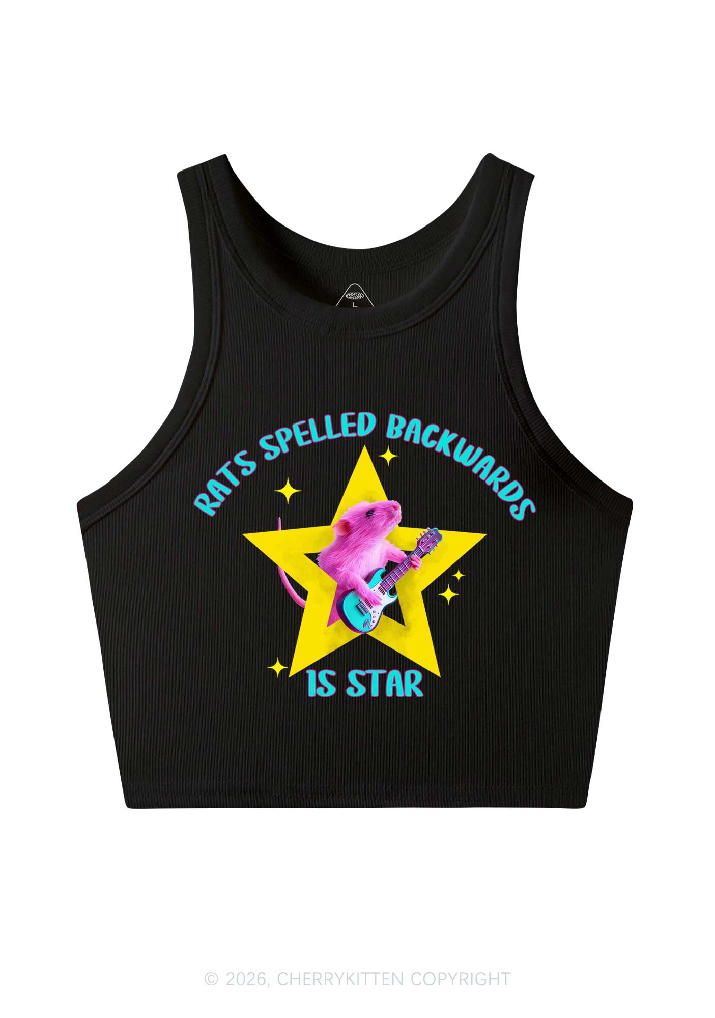 Rats Spelled Backwards Is Star Y2K Crop Tank Top Cherrykitten