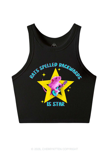 Rats Spelled Backwards Is Star Y2K Crop Tank Top Cherrykitten