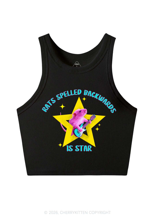 Rats Spelled Backwards Is Star Y2K Crop Tank Top Cherrykitten