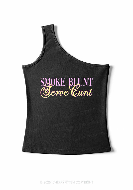 Smoke Blunt Y2K One Shoulder Tank Top Cherrykitten
