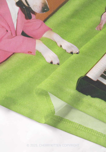 Piano Pups Y2K Mesh Crop Top Cherrykitten
