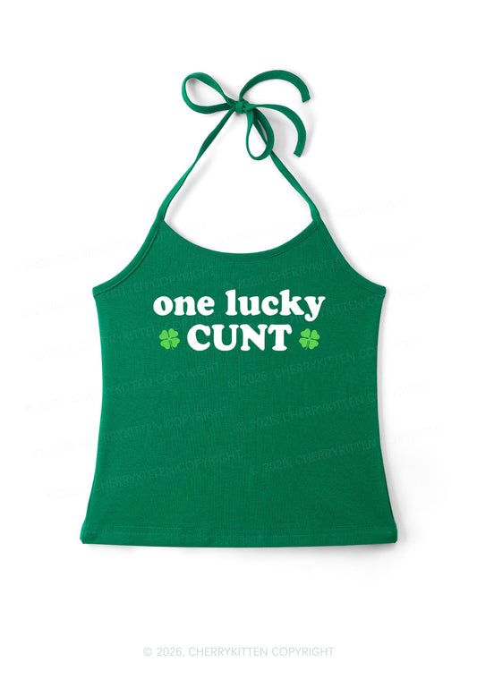 One Lucky Cxxt St Patricks Y2K Halter Neck Cami Cherrykitten