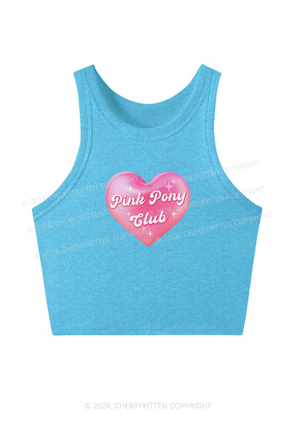 Pink Heart Pony Club Y2K Crop Tank Top Cherrykitten