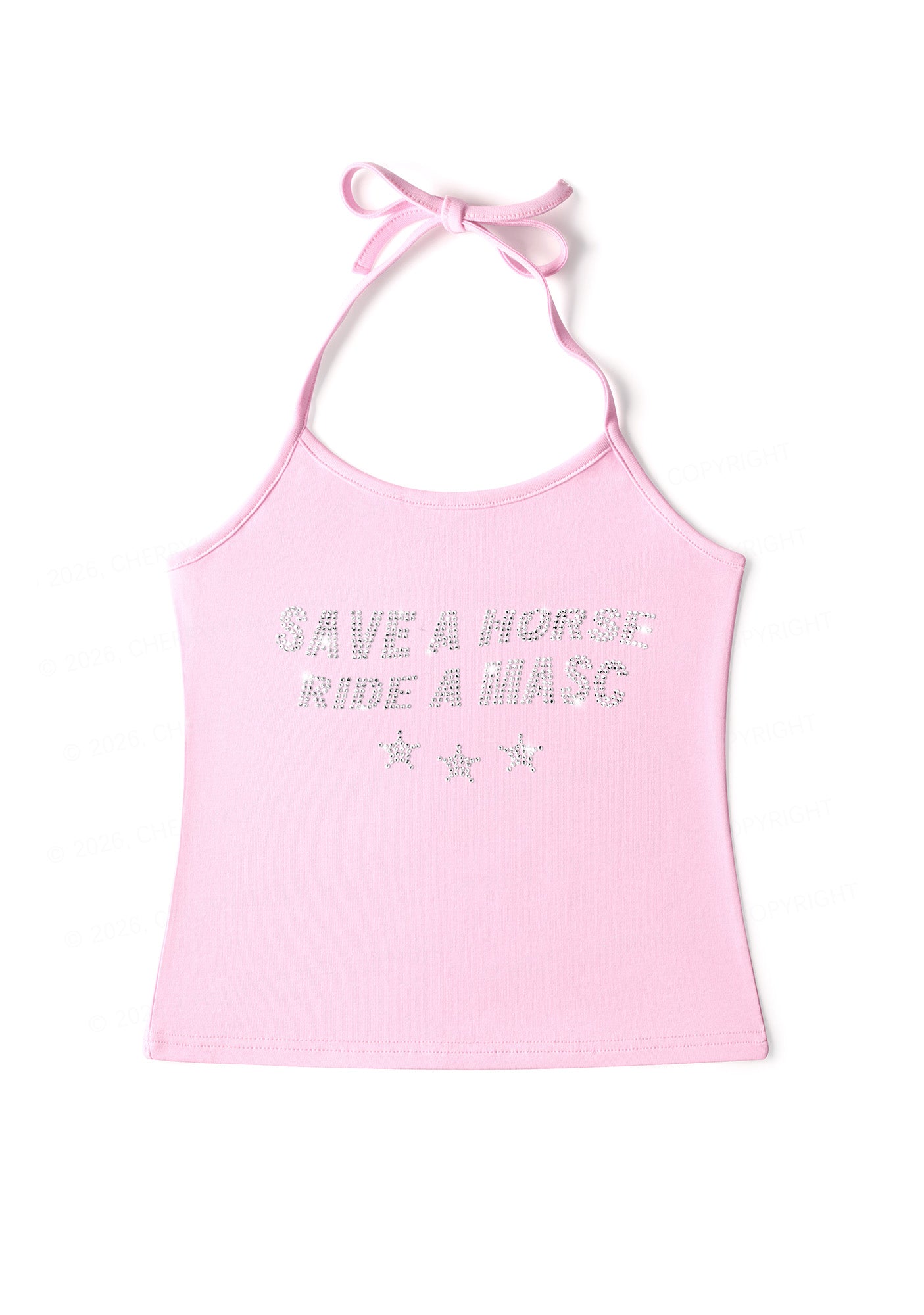 Rhinestone Ride A Masc Pride Y2K Halter Neck Cami Cherrykitten