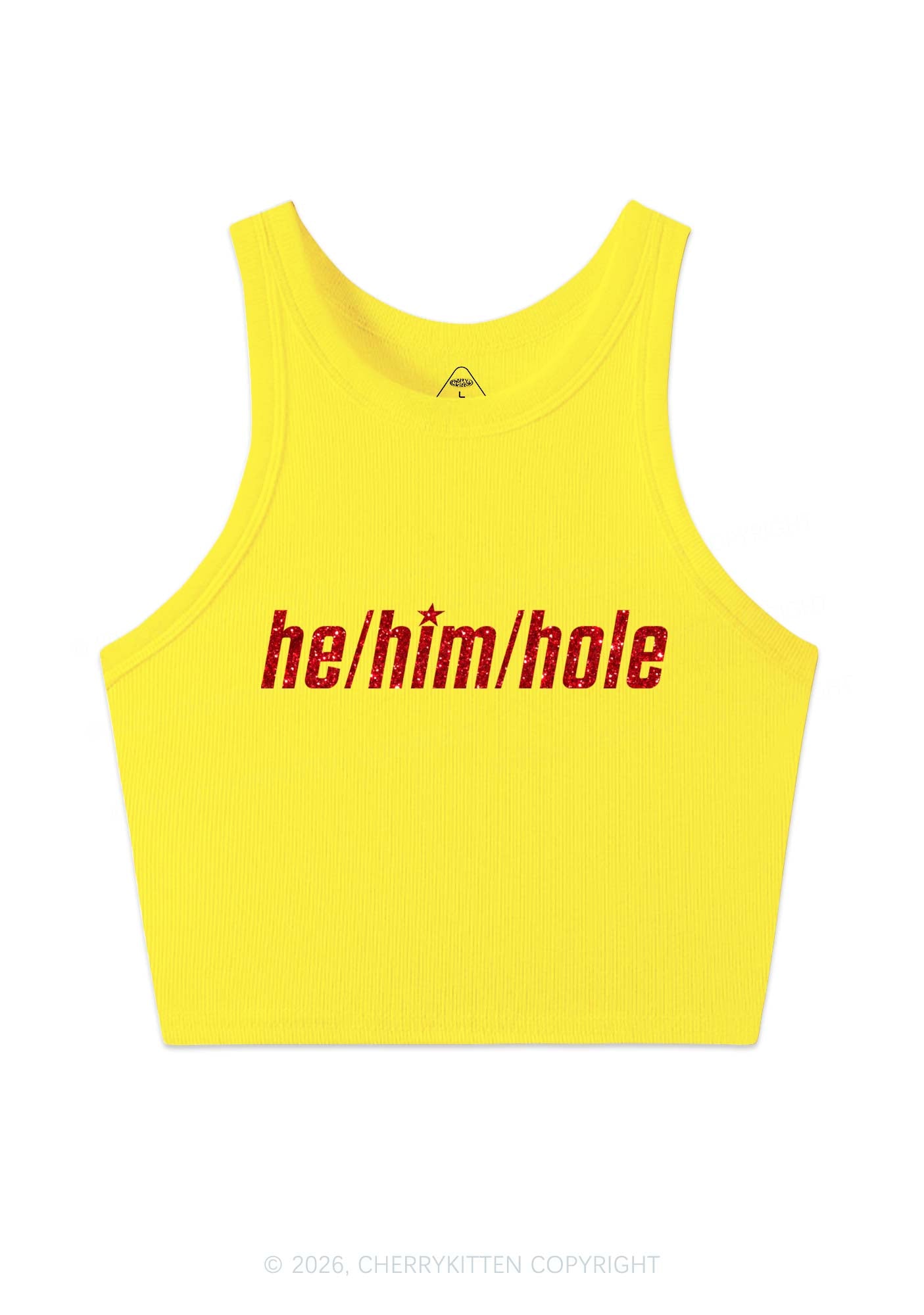 Glitter He Him Hole Pride Y2K Crop Tank Top Cherrykitten
