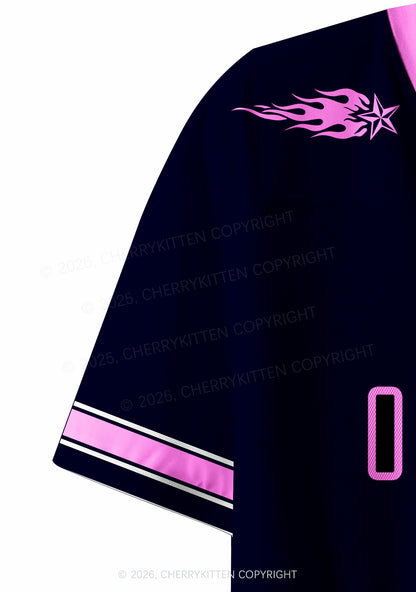 Pink Flame Star Femmes Top Me Pride Y2K Crop Sport Jersey Shirts Cherrykitten