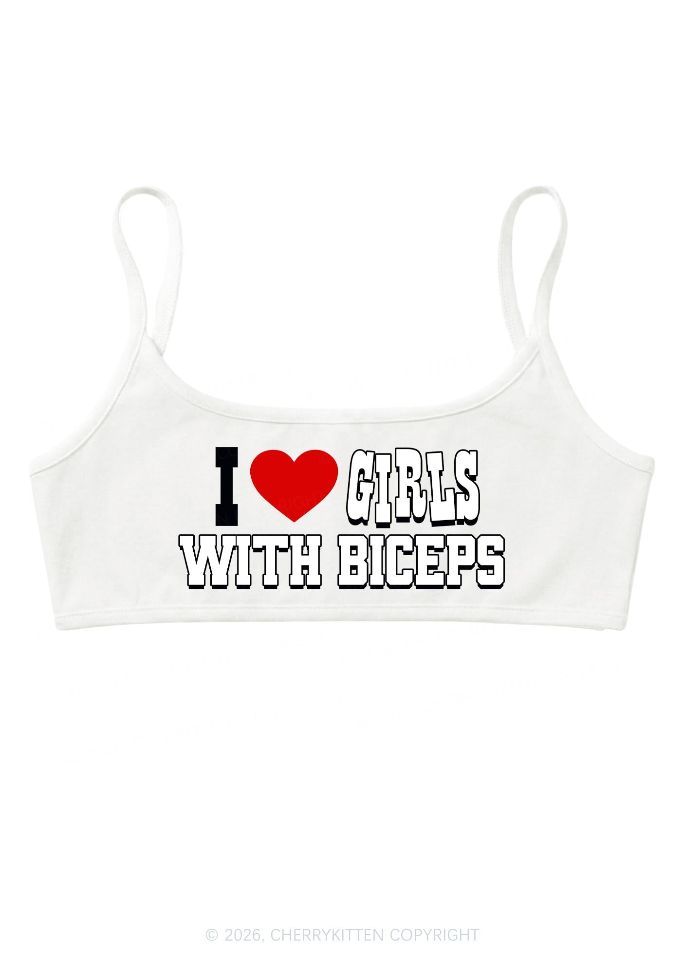 I Love Girls With Biceps Y2K Super Crop Cami Cherrykitten