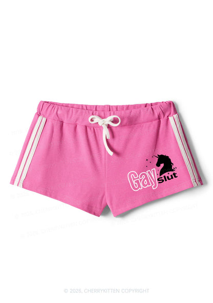 Gay Slxt Unicorn Pride Y2K Drawstring Mini Shorts Cherrykitten