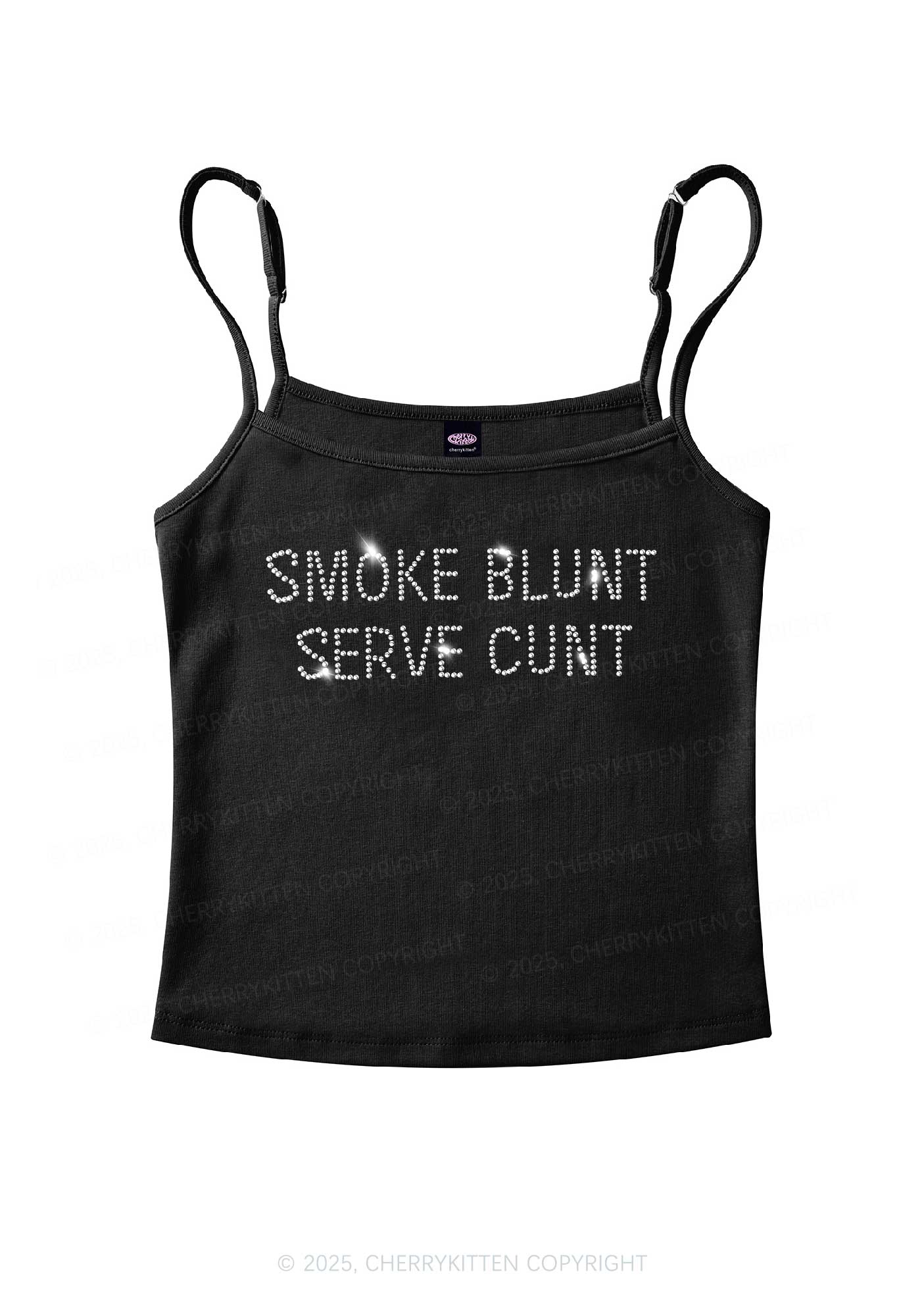 Rhinestone Smoke Blunt Y2K Spaghetti Strap Cami Cherrykitten