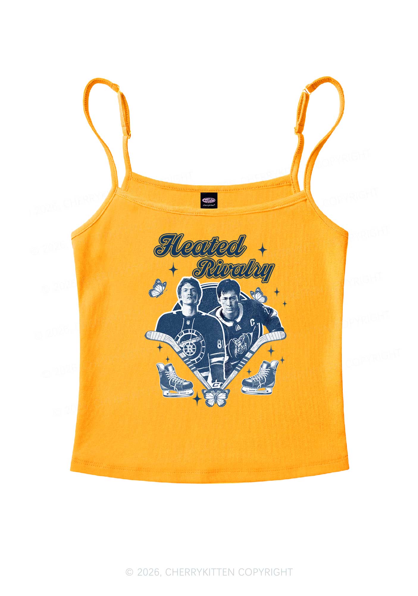 Retro Hockey Elements Y2K Spaghetti Strap Cami Cherrykitten