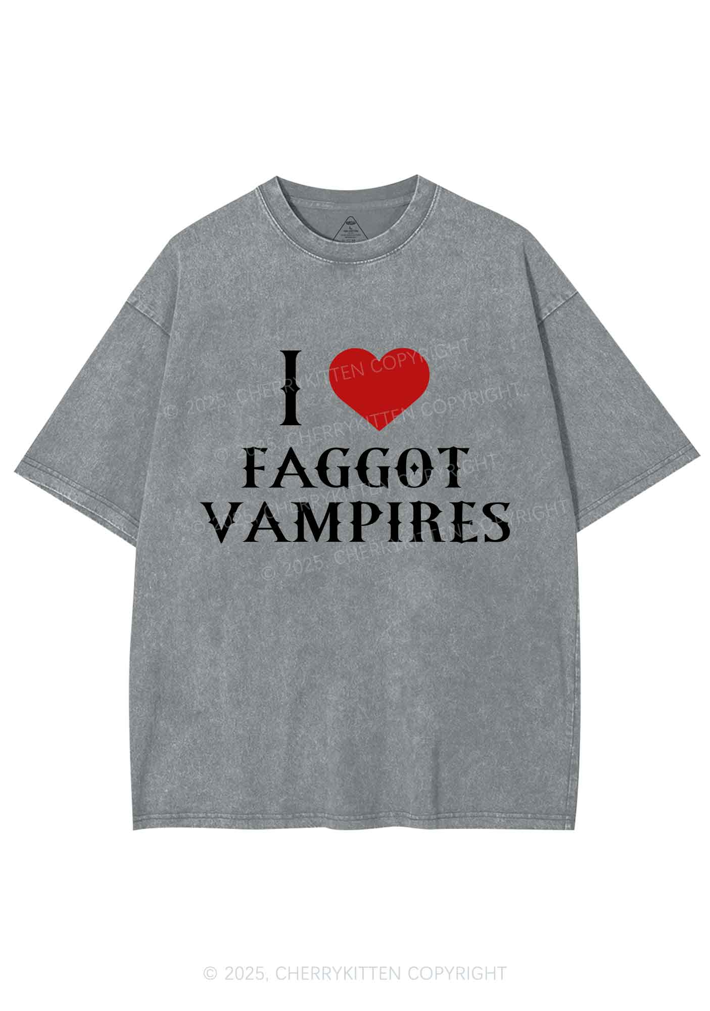 I Love Faggot Vampires Pride Y2K Shirts Washed Tee Cherrykitten
