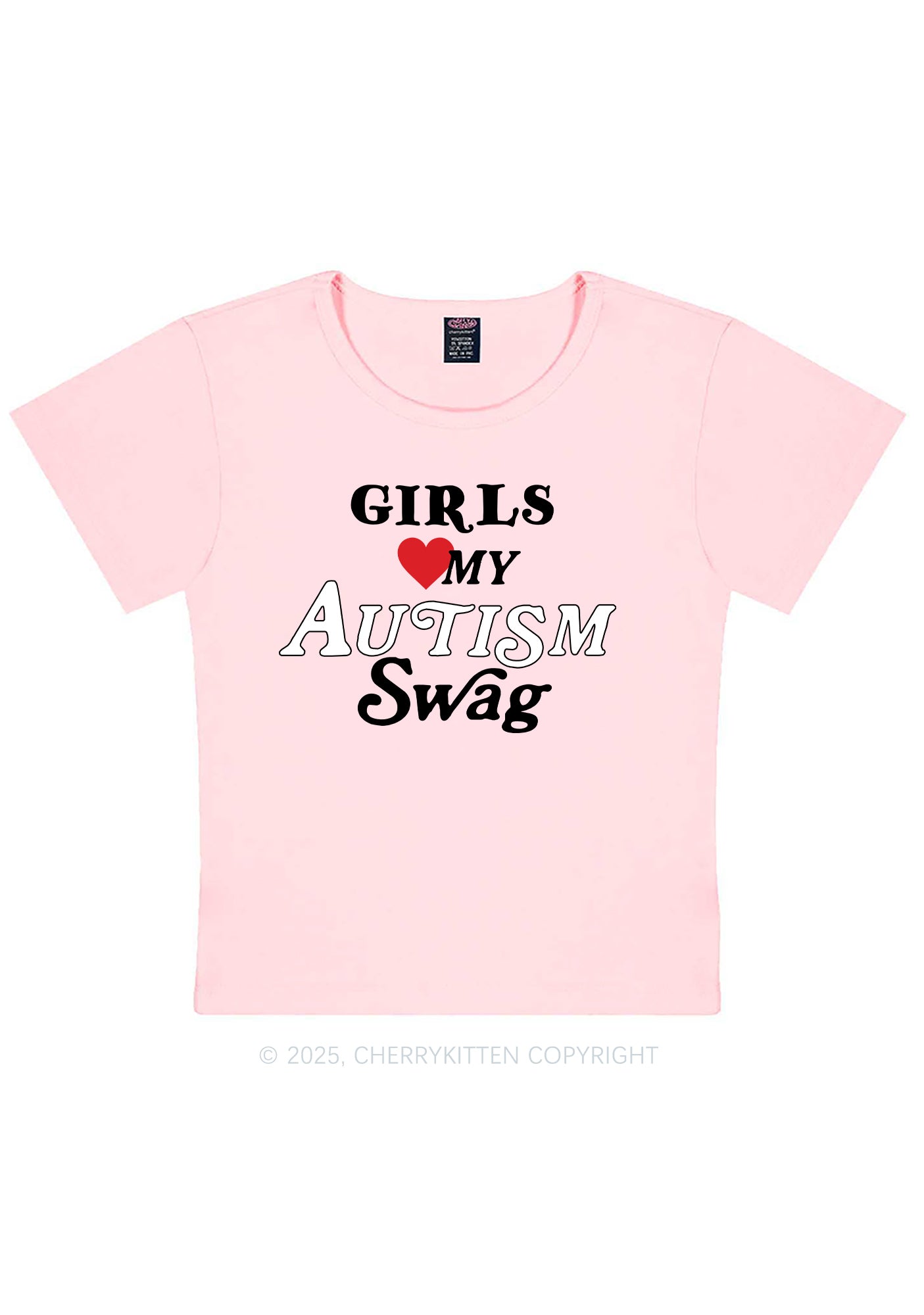 Girls Love Autism Swag Y2K Baby Tee Cherrykitten