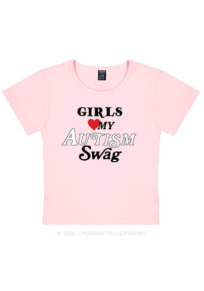 Girls Love Autism Swag Y2K Baby Tee Cherrykitten