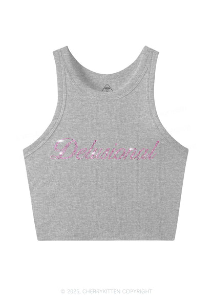 Rhinestone Delusional Y2K Crop Tank Top Cherrykitten