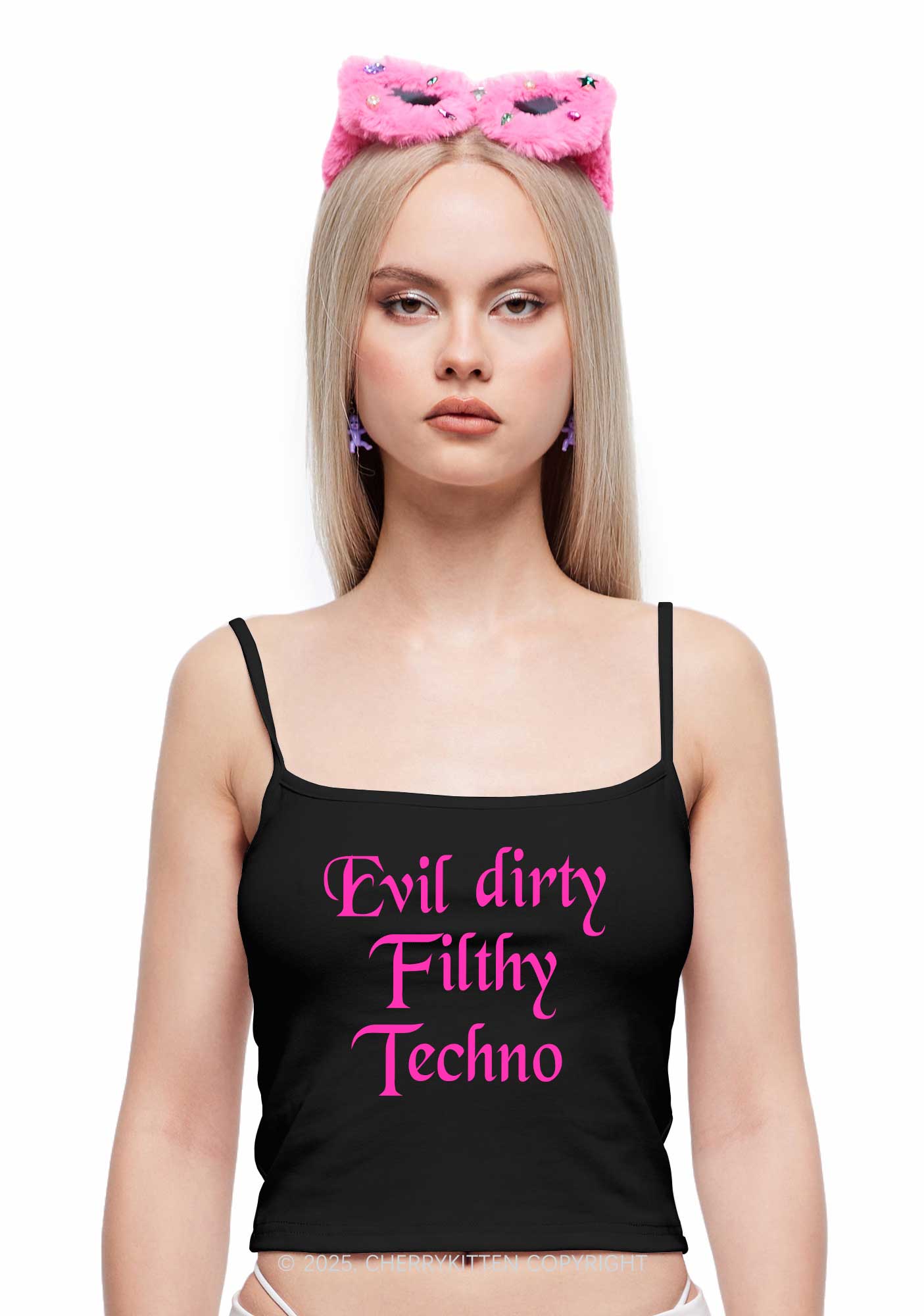 Evil Dirty Filthy Techno Y2K Spaghetti Strap Cami Cherrykitten