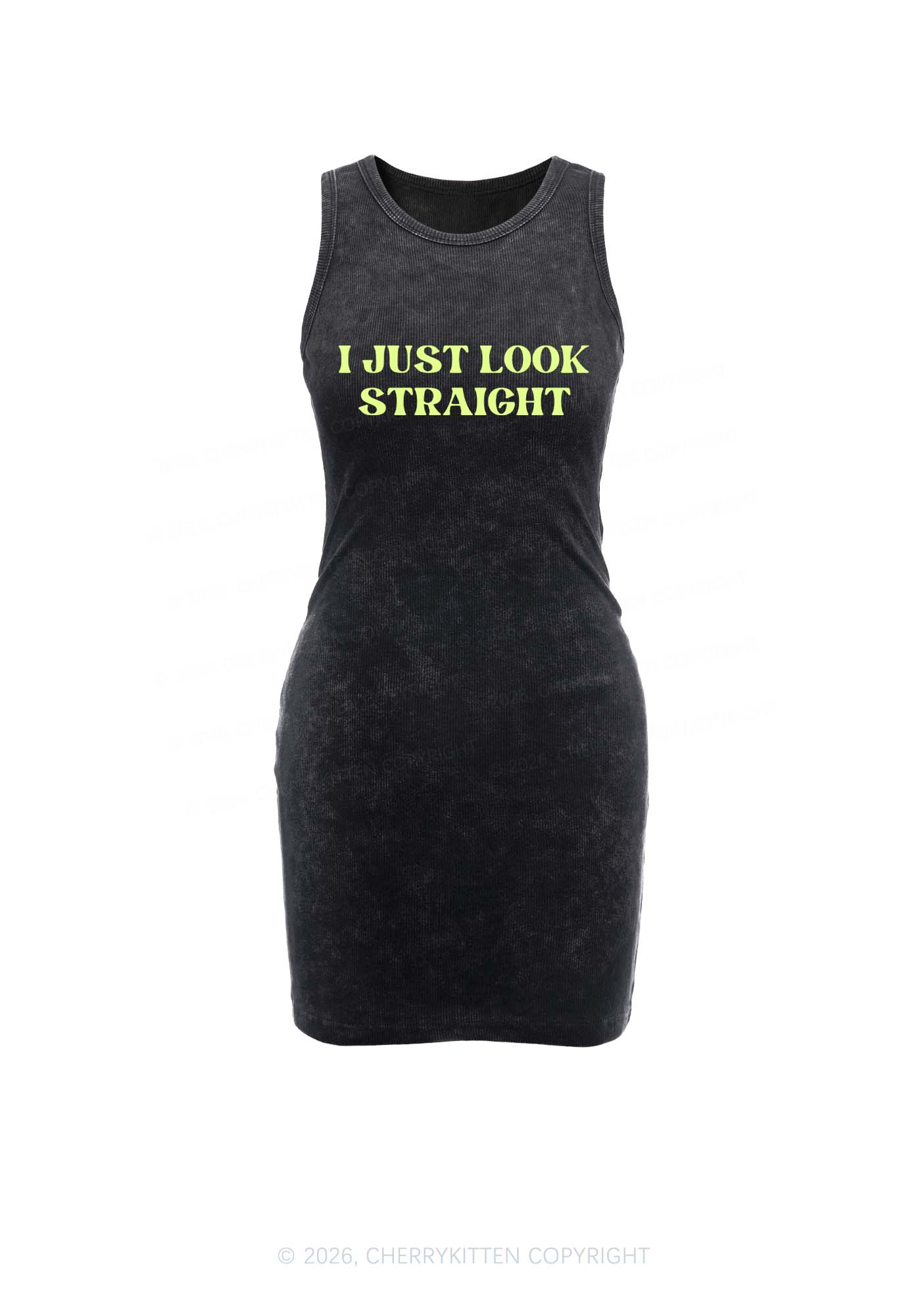 I Just Look Straight Pride Y2K Washed Tank Dress Cherrykitten