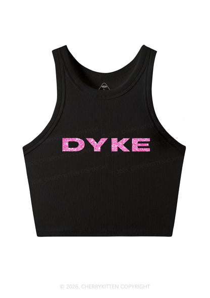 Glitter DYKE Pride Y2K Crop Tank Top Cherrykitten