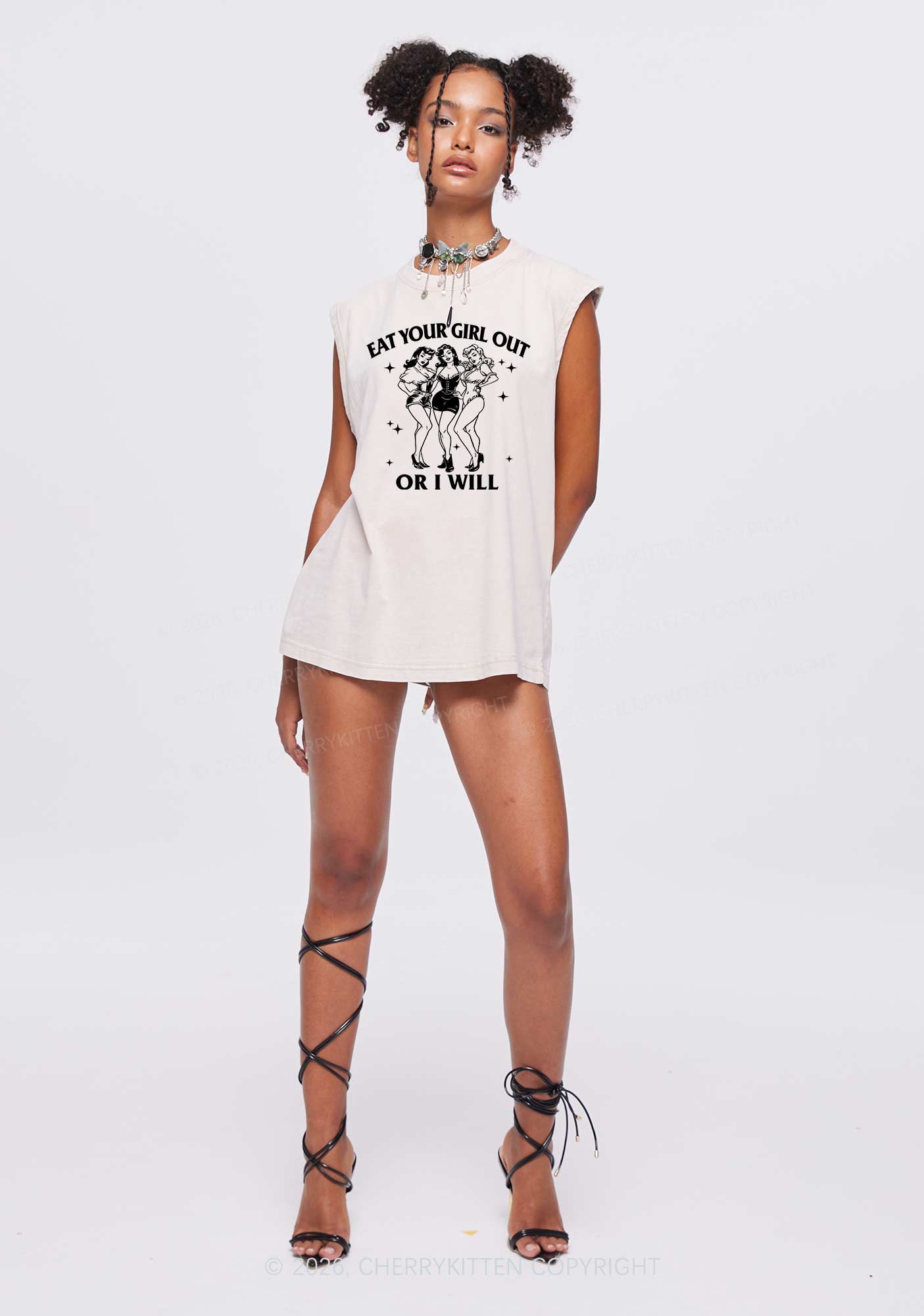 Eat Your Cowgirls Out Pride Y2K Washed Muscle Tank Cherrykitten