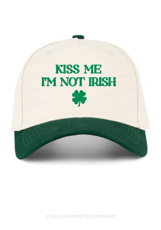 Embroidered Im Not Irish St Patricks Y2K Color Block Baseball Cap Cherrykitten