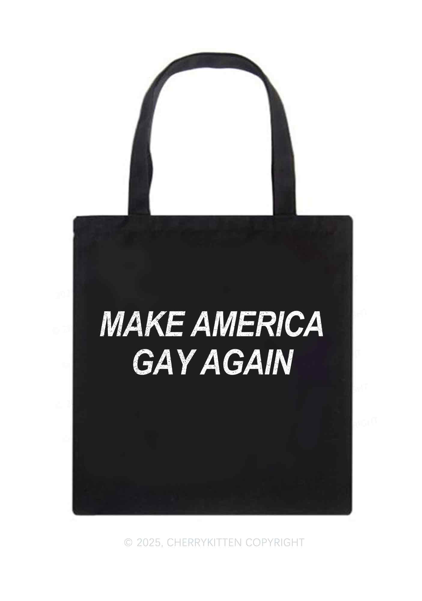 Make America Gay Again Pride Y2K Canvas Tote Bag Cherrykitten