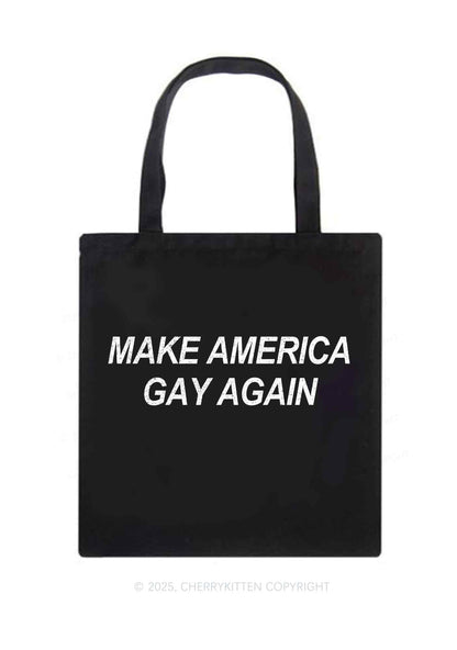 Make America Gay Again Pride Y2K Canvas Tote Bag Cherrykitten