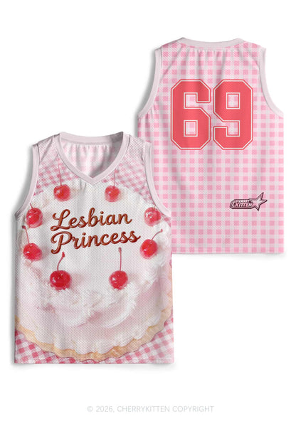 Lesbian Princess Cake Pink Plaid Pride Y2K Sport Jersey Tank Cherrykitten