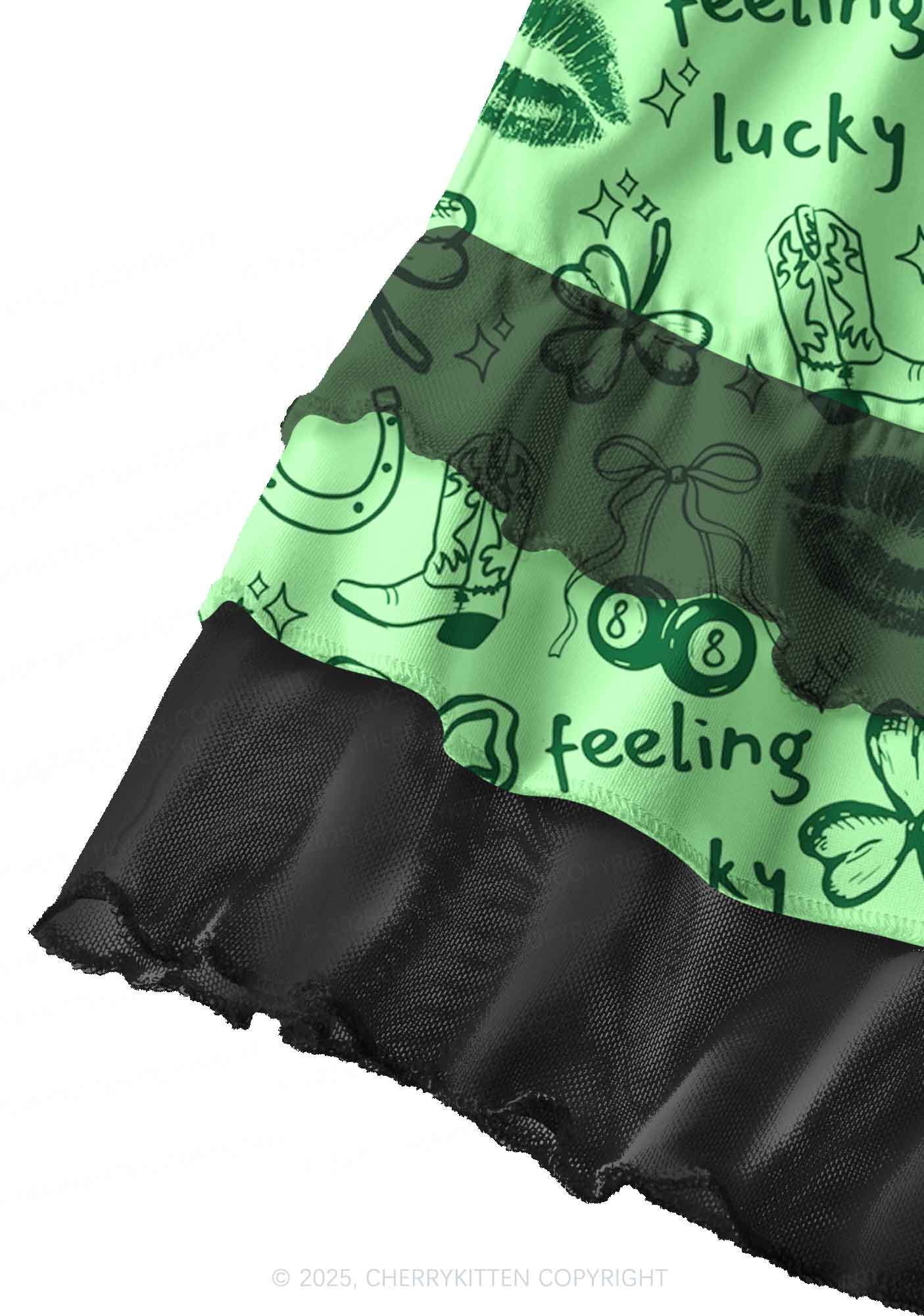 Feeling Lucky Graffiti St Patricks Y2K Print Mini Layered Skirt Cherrykitten