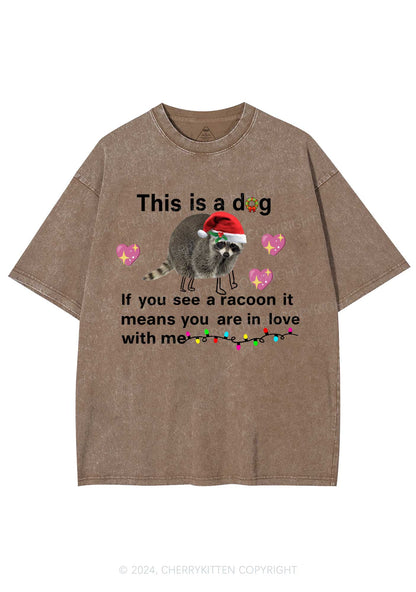 Christmas Dog Racoon Y2K Washed Tee Cherrykitten